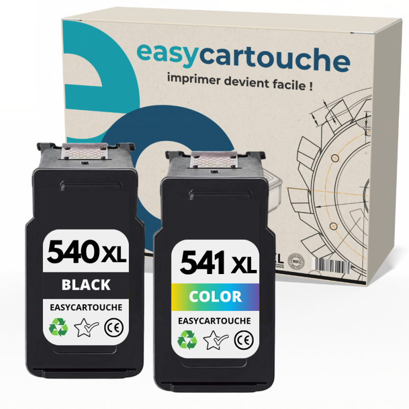 Pack compatible Canon PG-540 XL / CL-541 XL – Noir & Couleur – Haute capacité Pack compatible Canon PG-540 XL / CL-541 XL – Noir & Couleur – Haute capacité